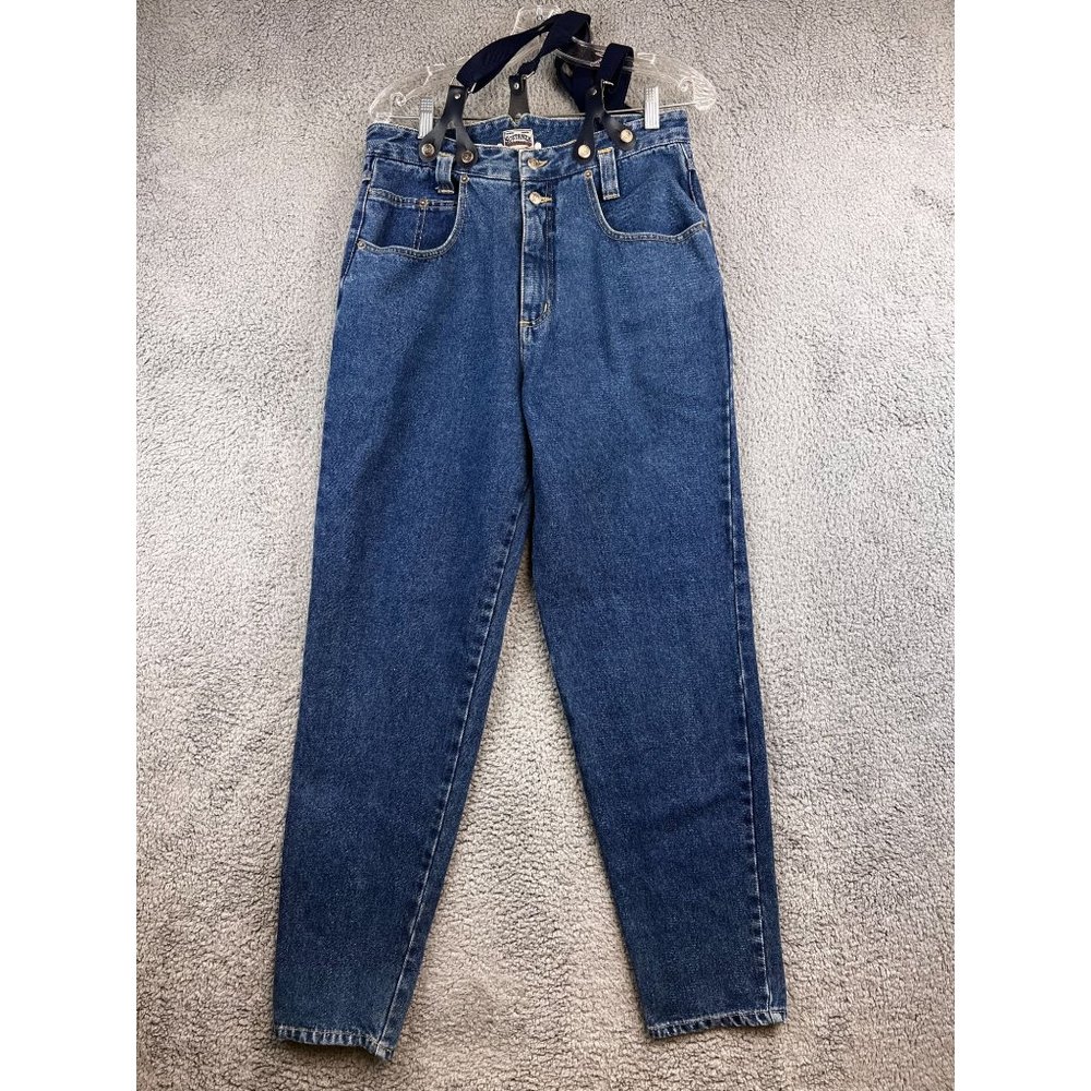 Vintage 80's Sostanza High Waist Jeans Mom Suspenders size 13/14
